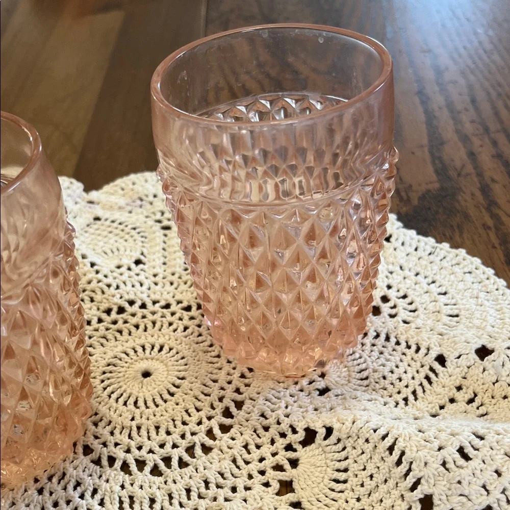 Vintage Indiana glass 8 ounce Pink Glass Tumblers